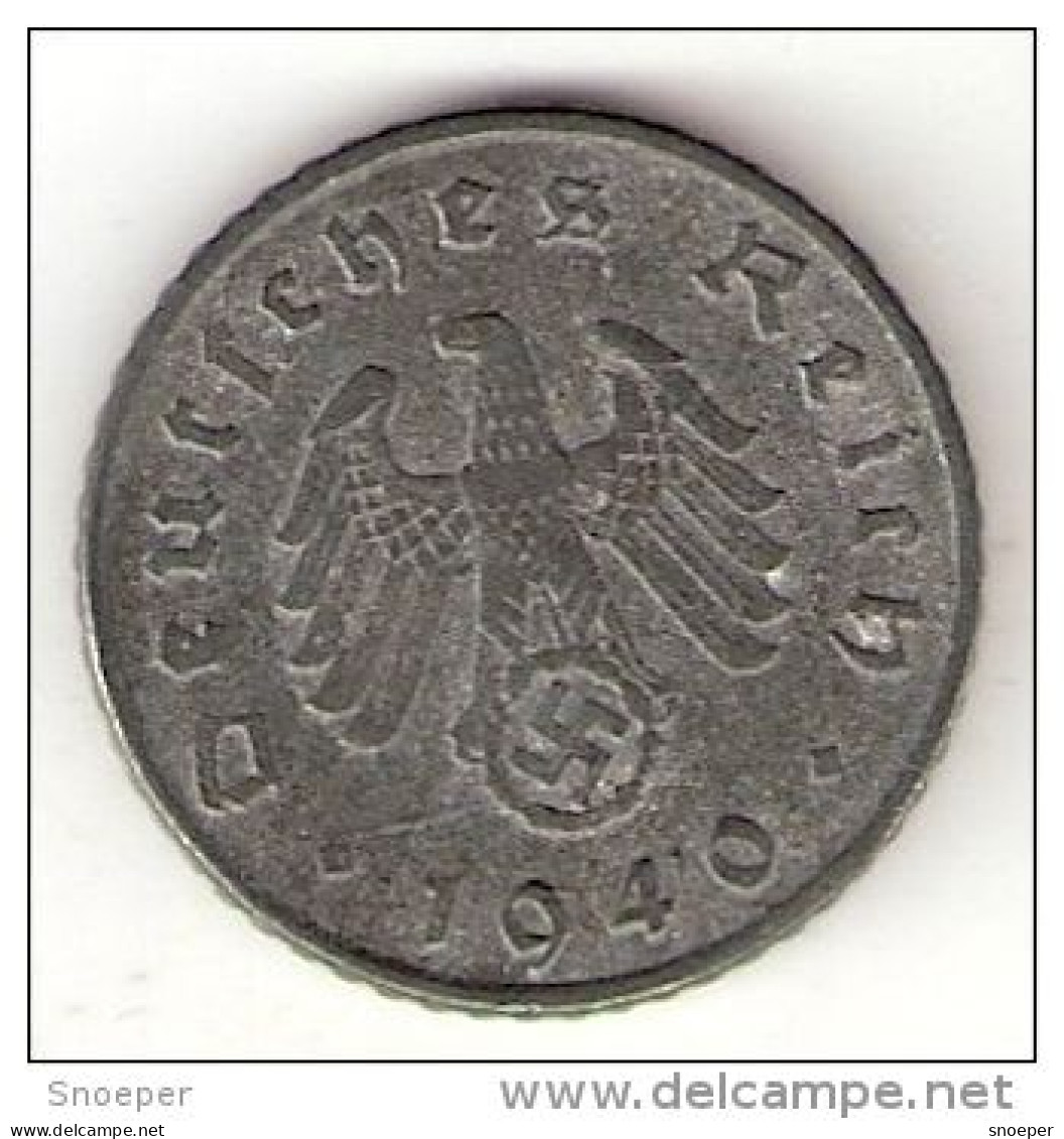 Germany 5 Pfennig 1940 A   Km 100   Xf+ - 5 Reichspfennig