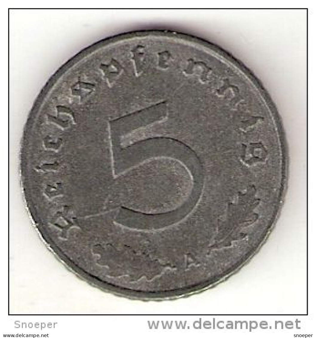 Germany 5 Pfennig 1940 A   Km 100   Xf+ - 5 Reichspfennig