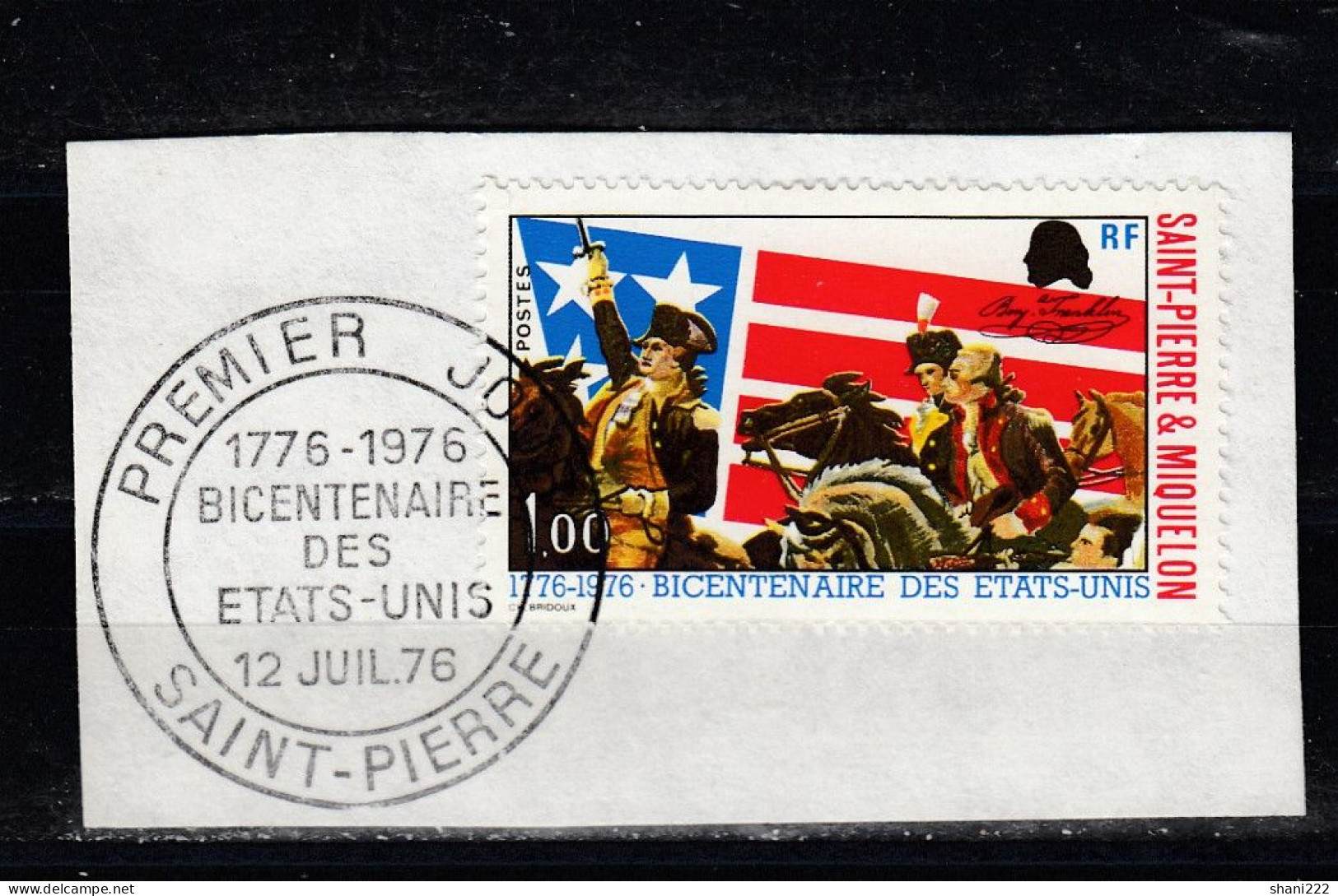 Saint Pierre & Miquelon -  1976 USA Independence - Stamp On Cut-out (e-263) - Gebraucht
