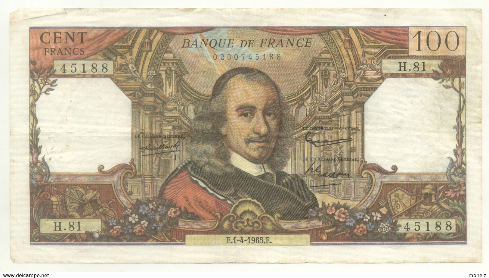 100 FRANCS CORNEILLE  1965   1/04/65 H81 - 100 F 1964-1979 ''Corneille''