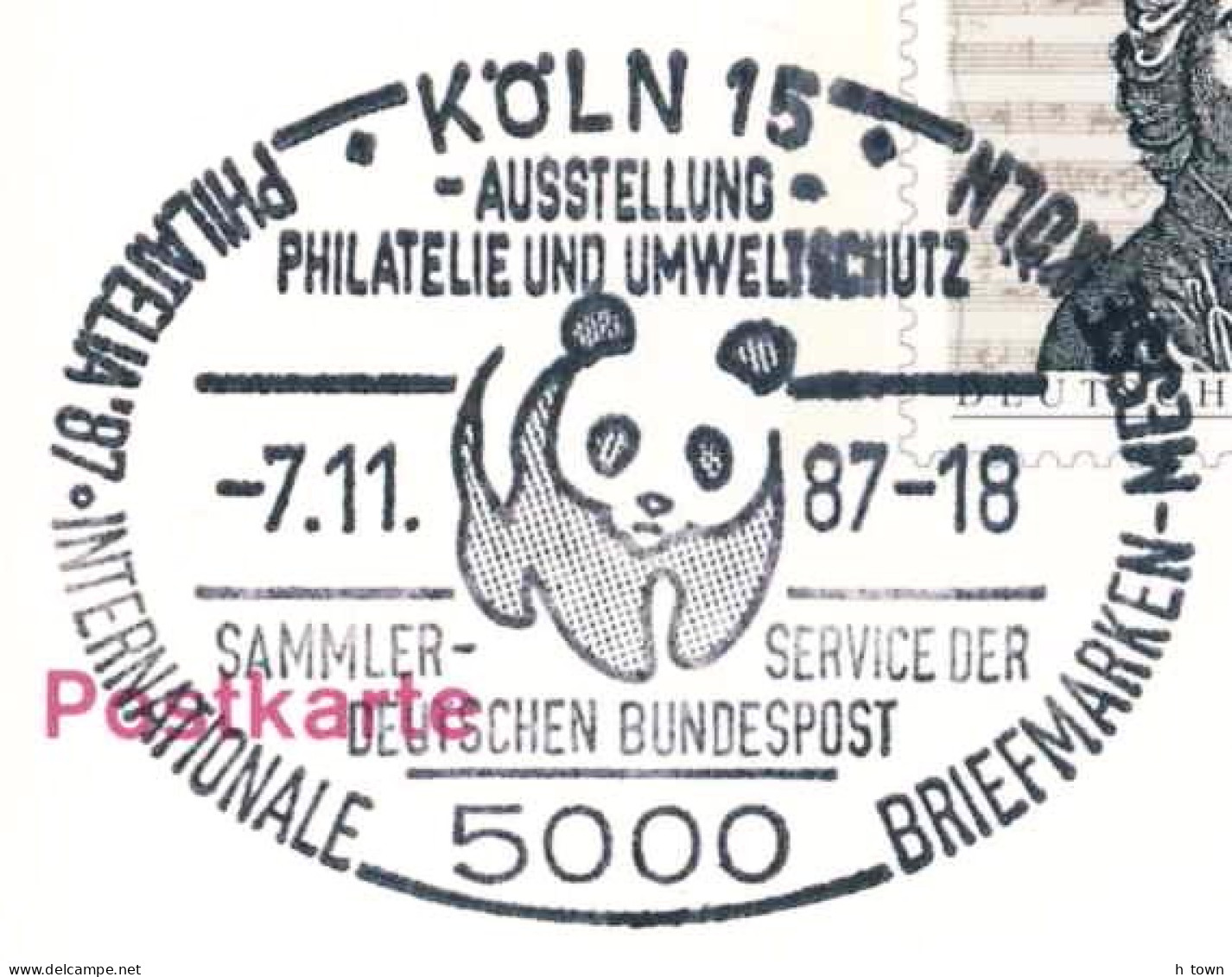 957  WWF, Ours Panda: Oblit. Temporaire D'Allemagne, 1987 - Panda Bear, WWF Sp. Cancel From Cologne - Brieven En Documenten