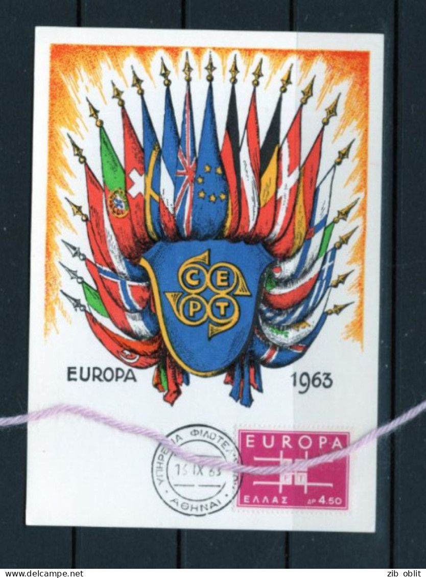 (alm) EUROPA CEPT 1963 CARTE MAXIMUM  GRECE GREECE - Maximumkaarten