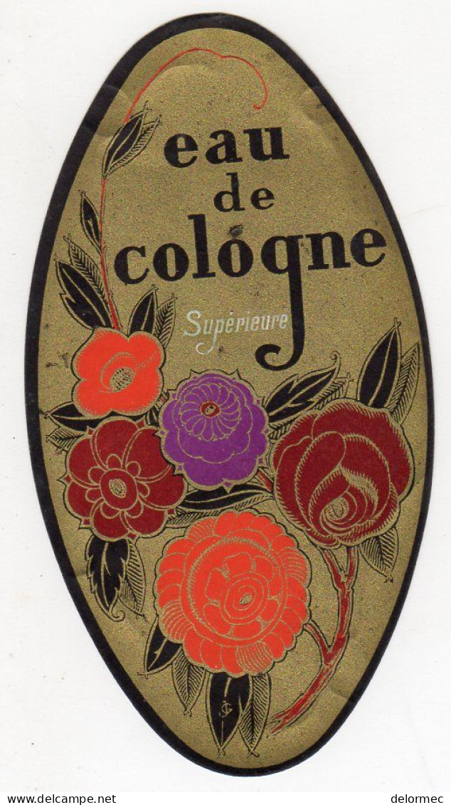 Parfum Beauté étiquette Art Déco Fleurs Eau De Cologne Supérieure Fond Or - Etichette