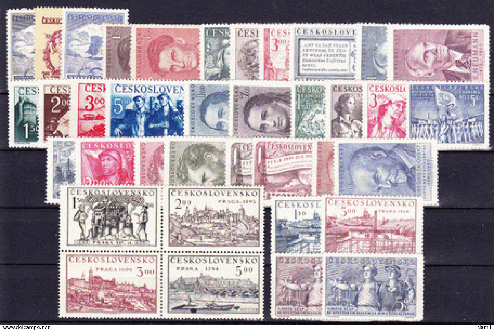 ** Tchécoslovaquie 1950 Mi 605-642+Bl.12 (Yv 523-555+BF 14-15), (MNH)** - Années Complètes