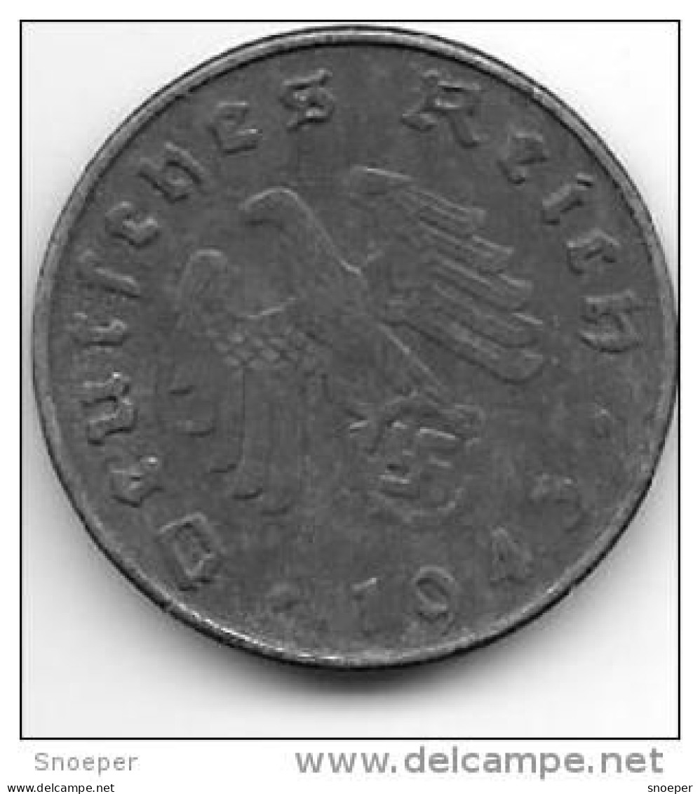 Third Reich 10 Pfennig 1943  A Km 101    Xf + - 10 Reichspfennig