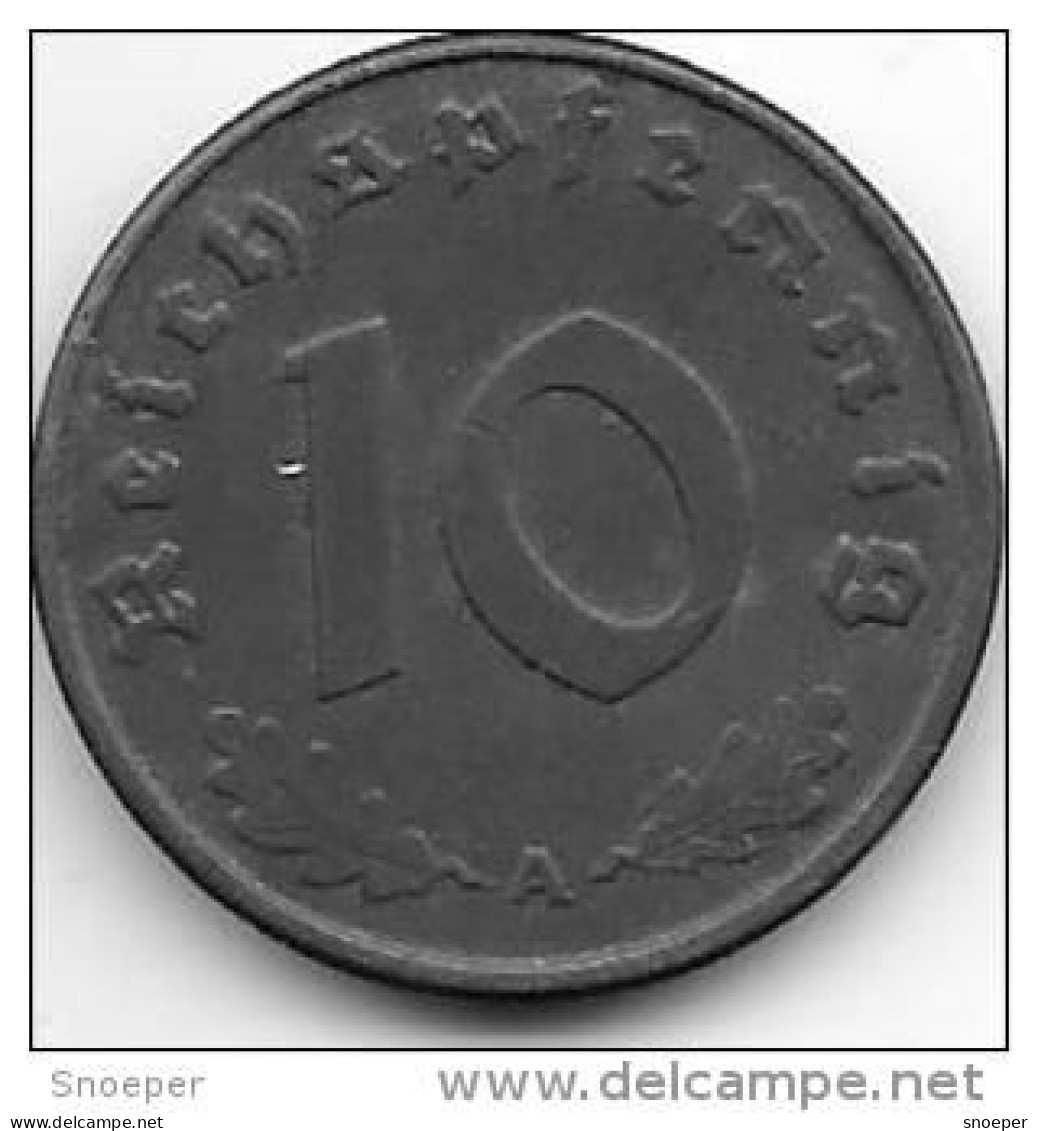 Third Reich 10 Pfennig 1943  A Km 101    Xf + - 10 Reichspfennig