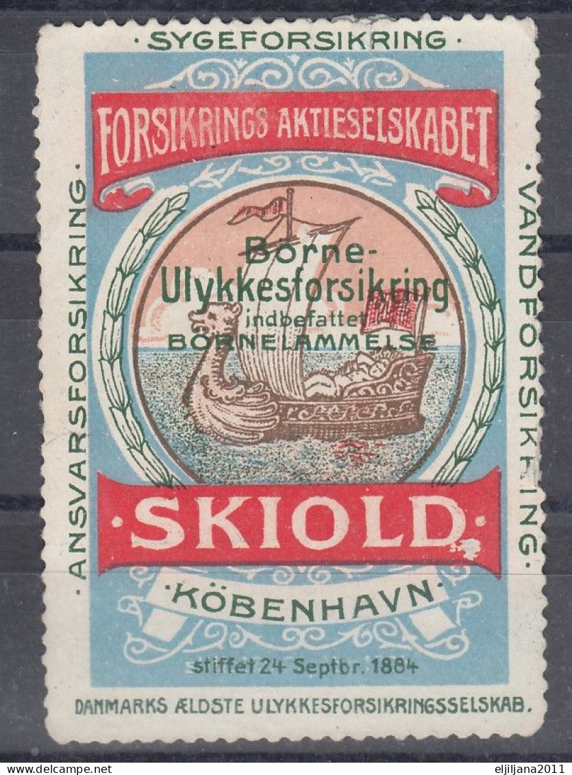 Denmark / København ⁕ Insurance SKIOLD Copenhagen / Forsikrings Aktieselskabet ⁕ 1v No Gum - Erinnophilie