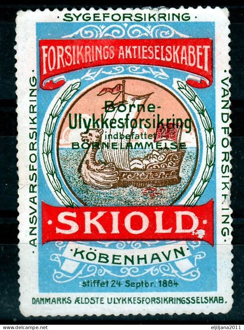 Denmark / København ⁕ Insurance SKIOLD Copenhagen / Forsikrings Aktieselskabet ⁕ 1v No Gum - Erinnophilie