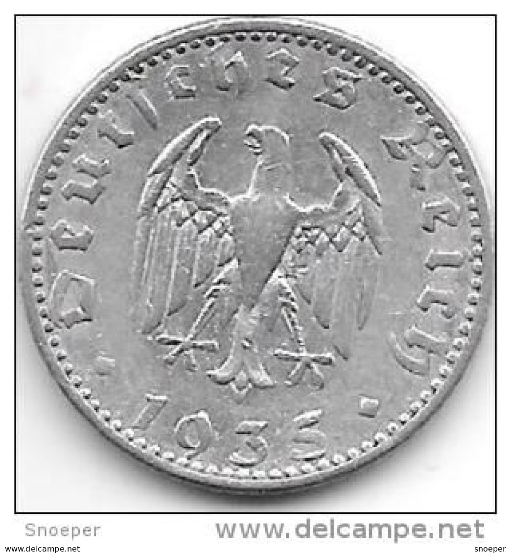 Third Reich 50 Pfennig 1935 A  Km 87   Vf+ - 50 Reichspfennig