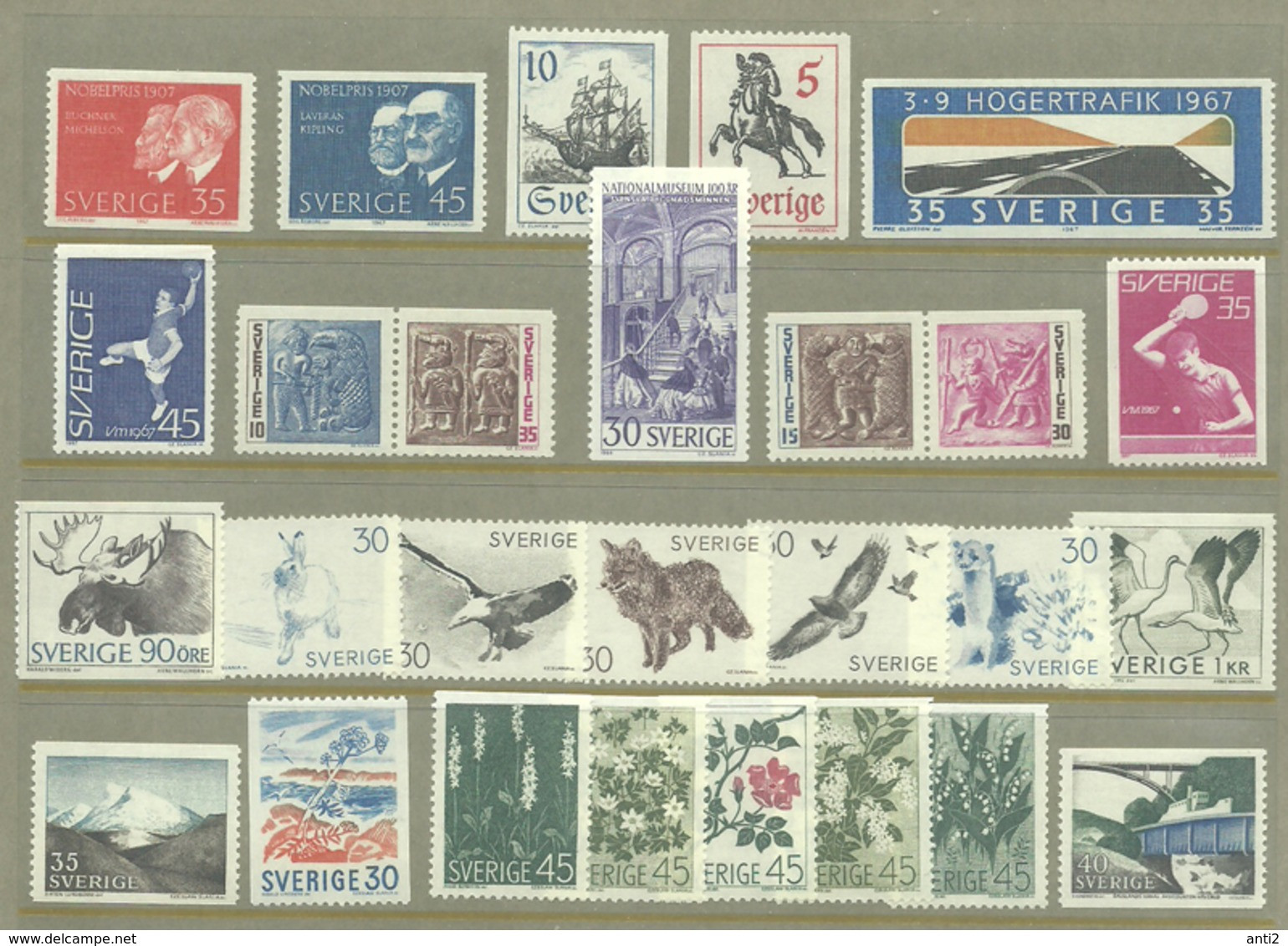 Sweden 1967-1968 27 Different Stamps, Animals And Flora Sets MNH(**= - Neufs