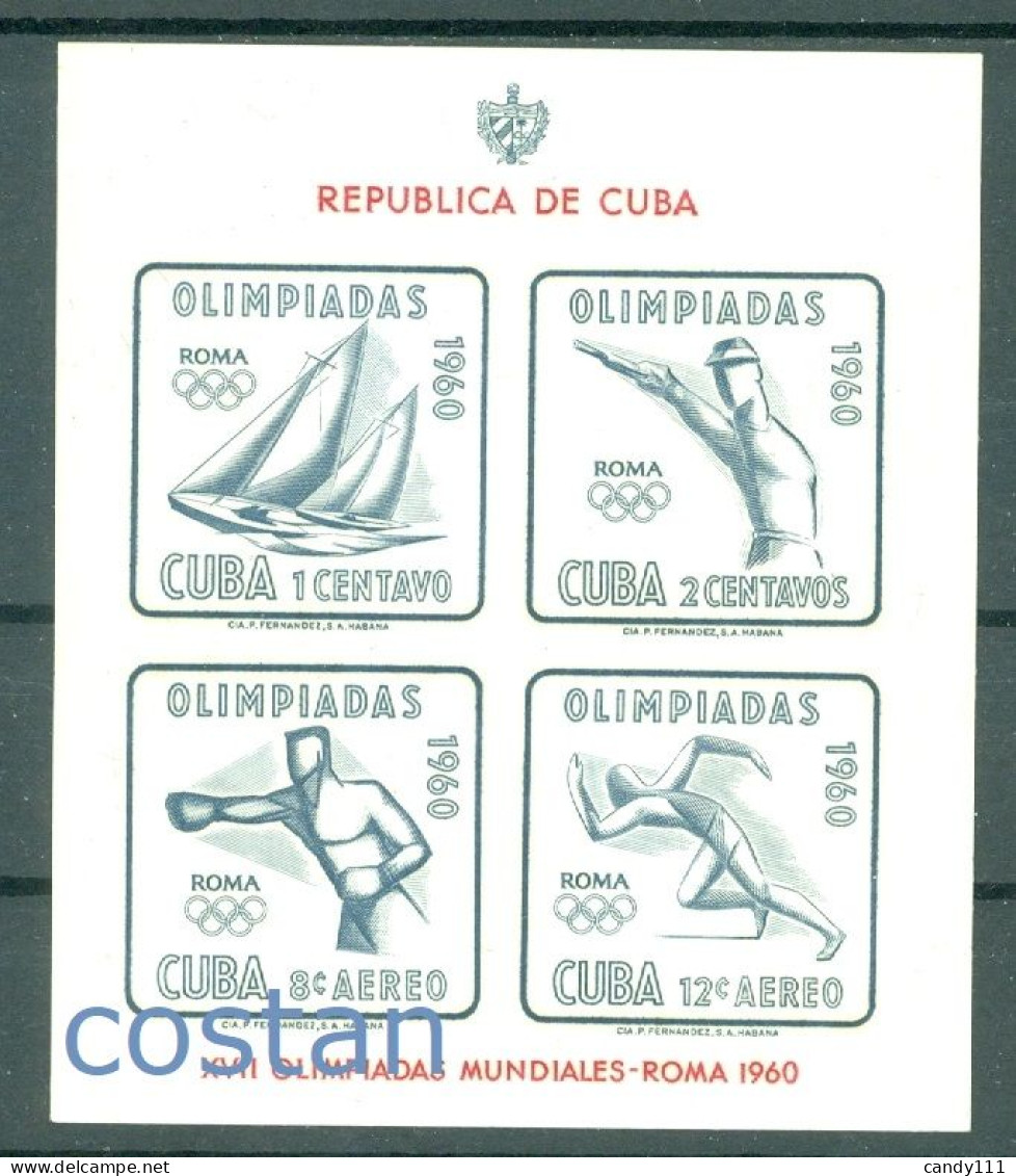 1960 Rome Olympic Games,Yachting,Target Shooting,boxing,running,CUBA,Bl.18,MNH - Zomer 1960: Rome