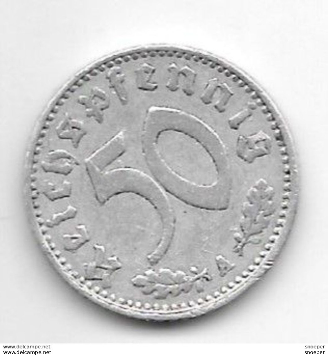 *third Reich 50 Pfennig 1940 A  Km 96   Vf - 50 Reichspfennig
