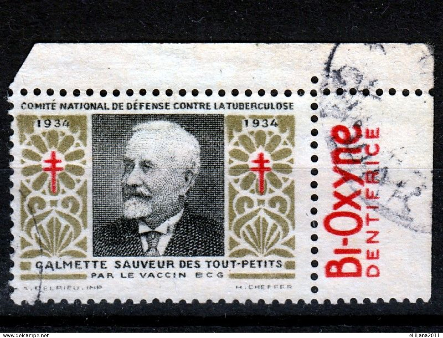 FRANCE 1934 ⁕ Aanti-tuberculosis - Léon Charles Albert Calmette (French Physician) ⁕ 1v Used - Erinnophilie
