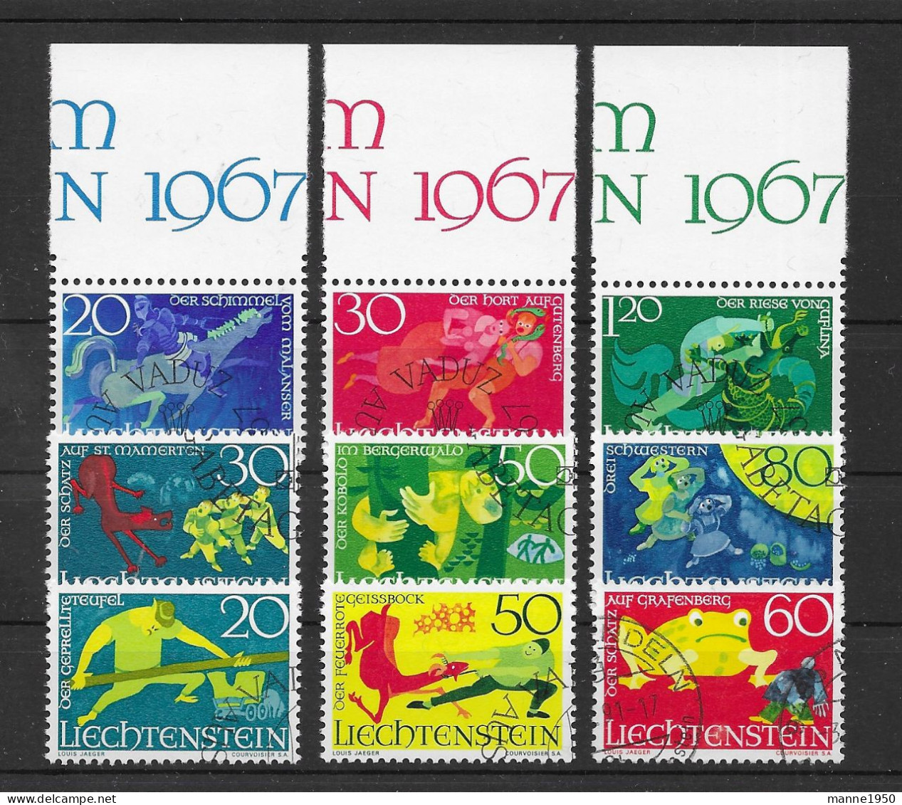 Liechtenstein 1967-69 Sagen 3 Kpl. Sätze Gestempelt - Gebraucht