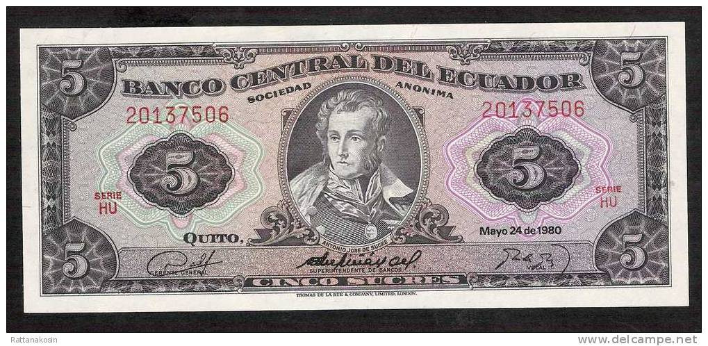 ECUADOR  P113c  5  SUCRES  24.5.1980  # HU     UNC. - Ecuador