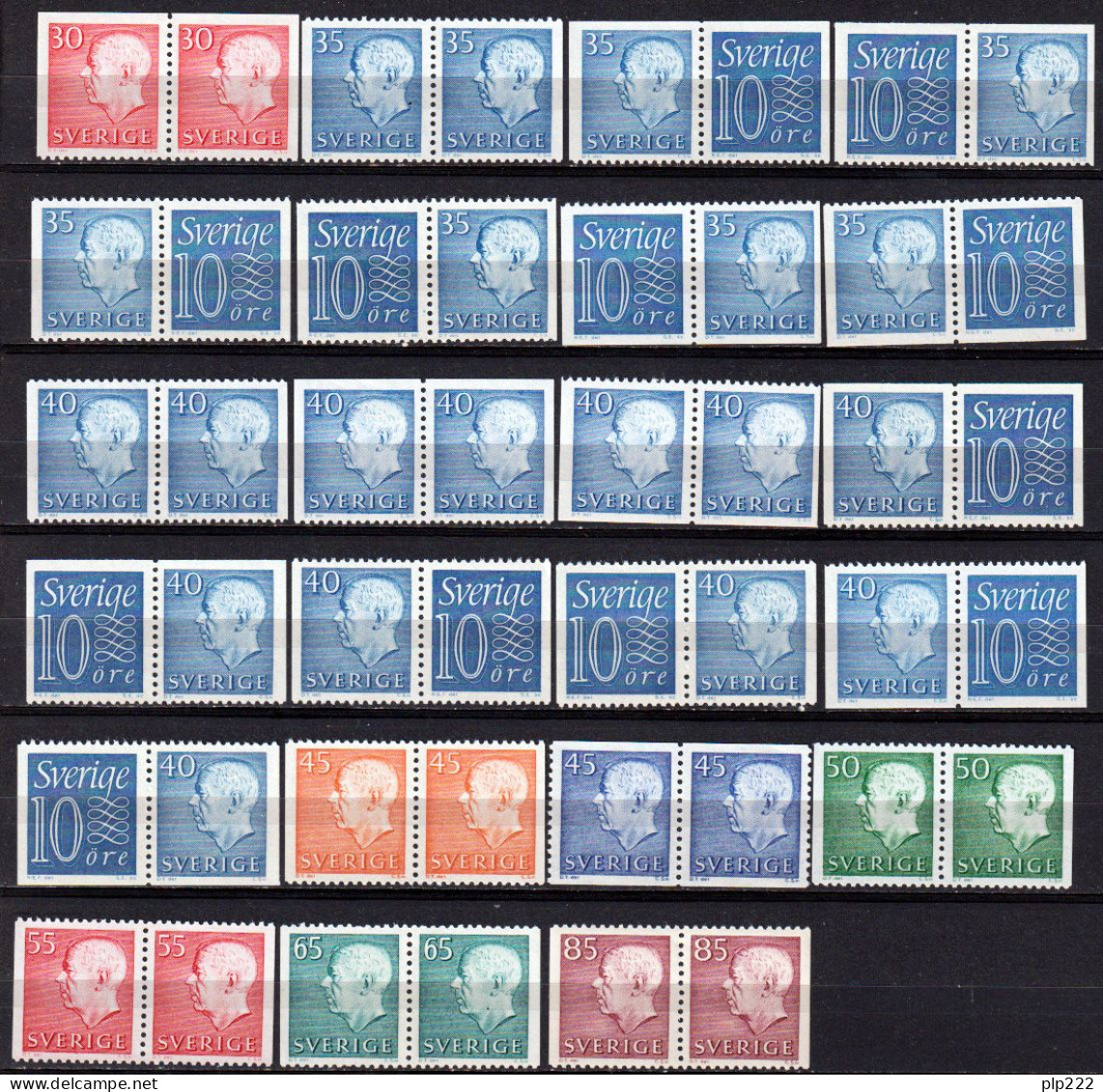 Svezia 1954/71 59 Coppie/pair **/MNH VF - Collections