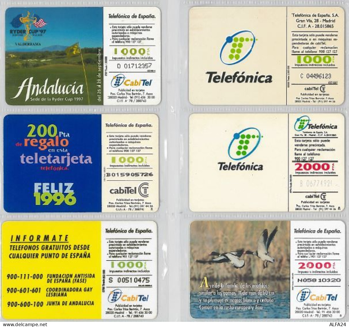 LOT 6 PHONE CARDS SPAGNA (ES130 - Andere & Zonder Classificatie