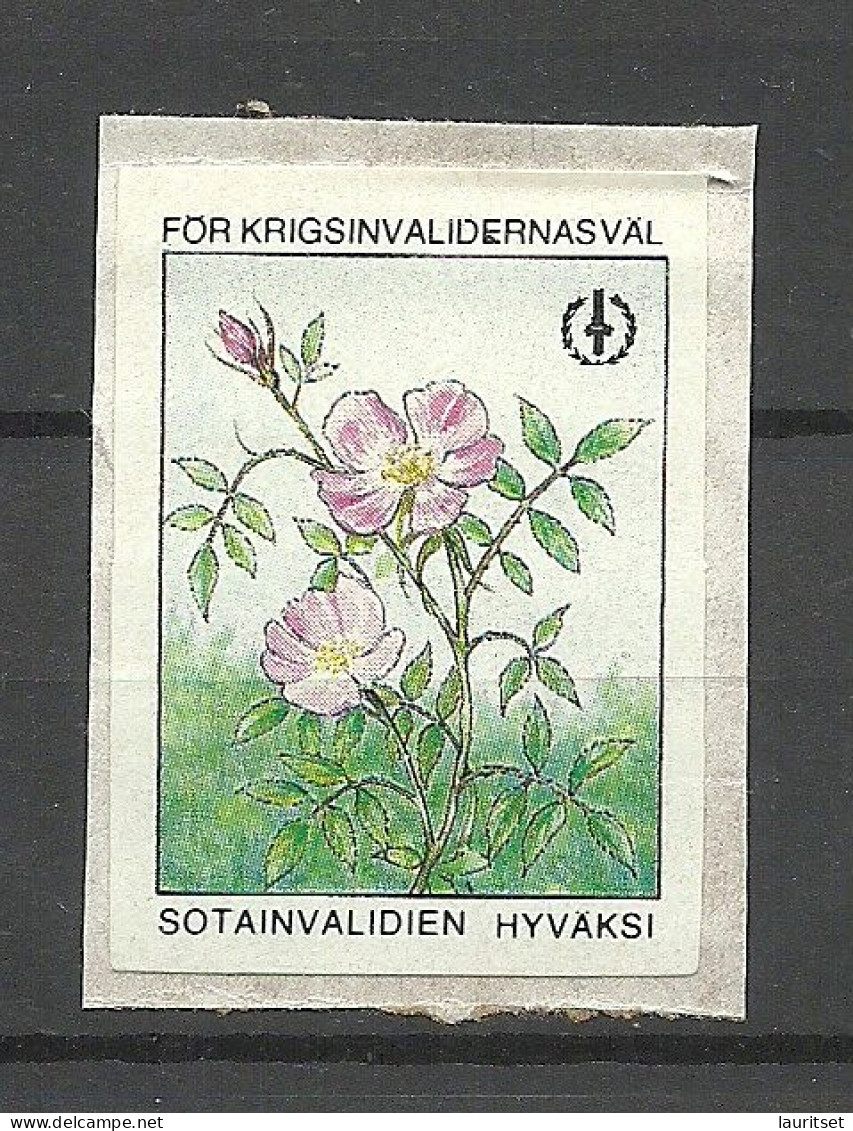 FINLAND FINNLAND Charity For War Invalids Kriegsinvalidenhilfe WWII Spendemarke Propaganda Vignette (*) Flowers - Erinnophilie