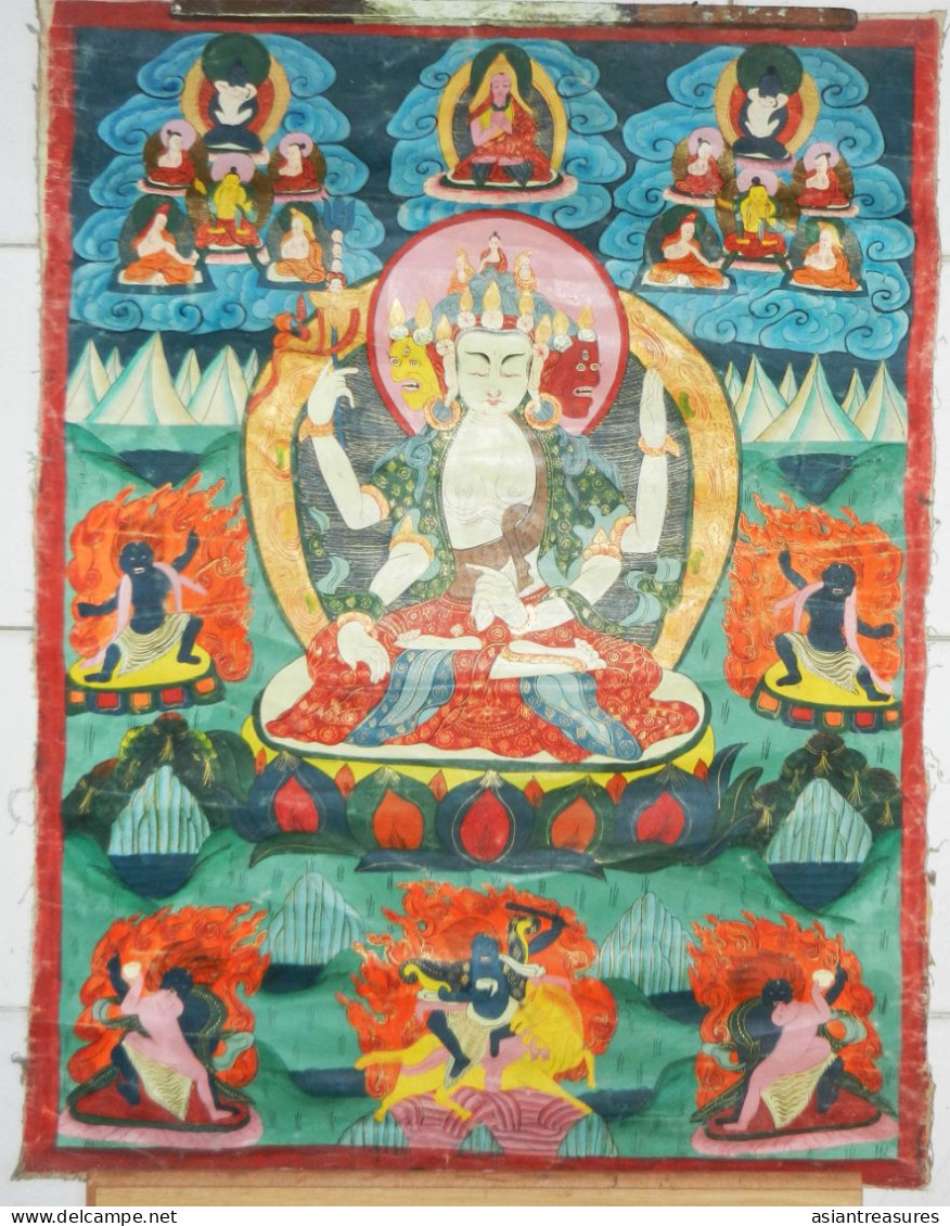 Tibetan Thangkha Art Picture 60 Years+ Old - Arte Asiatica