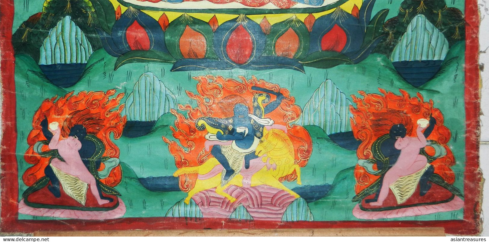 Tibetan Thangkha Art Picture 60 Years+ Old - Arte Asiatica