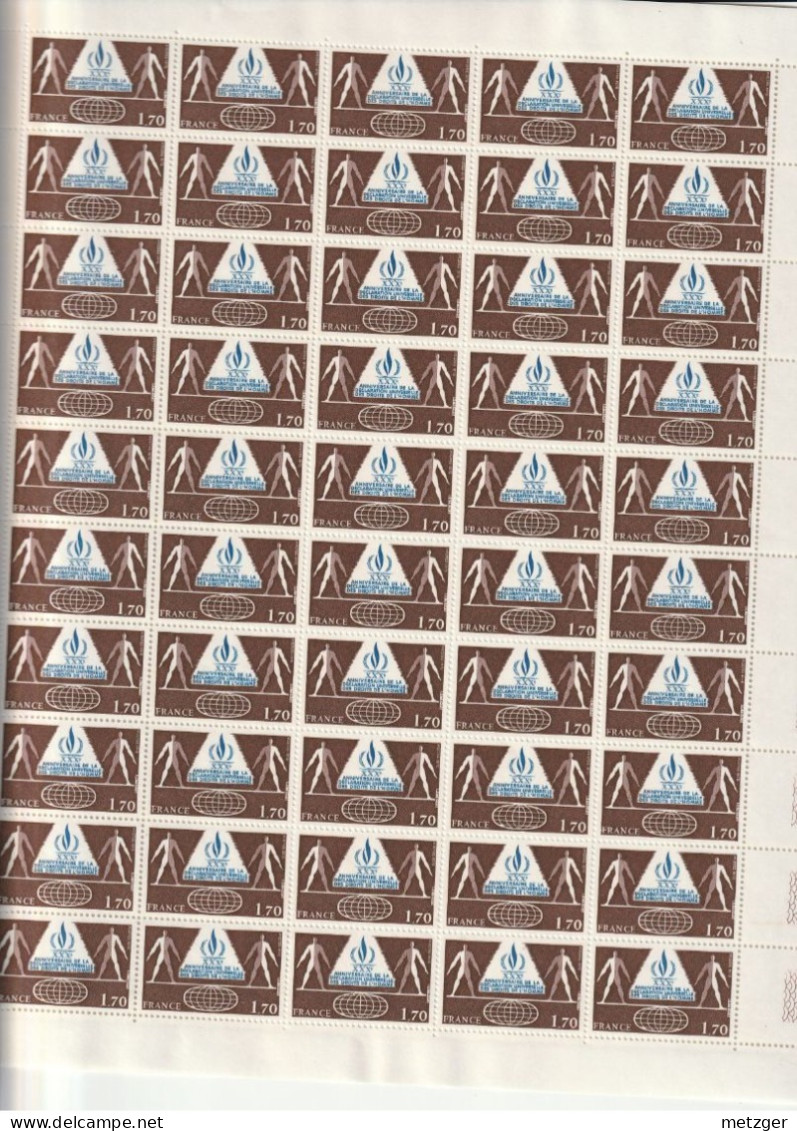 Feuille Complète De 50 Timbres Du N° 2027 Droits De L'Homme - Feuilles Complètes