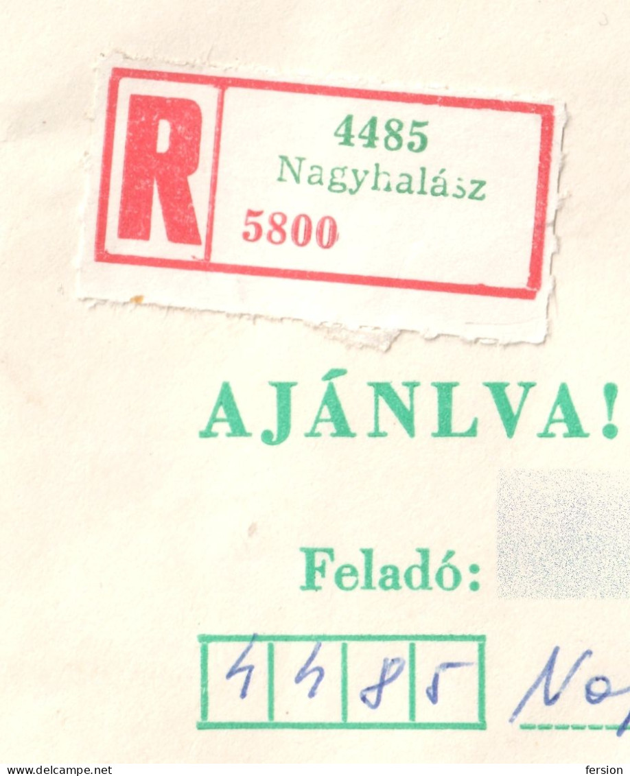 1977 HUNGARY Registered Label Vignette Cover STATIONERY IKARUS BUS AUTOBUS - NAGYHALÁSZ  NYIREGYHAZA - Bussen