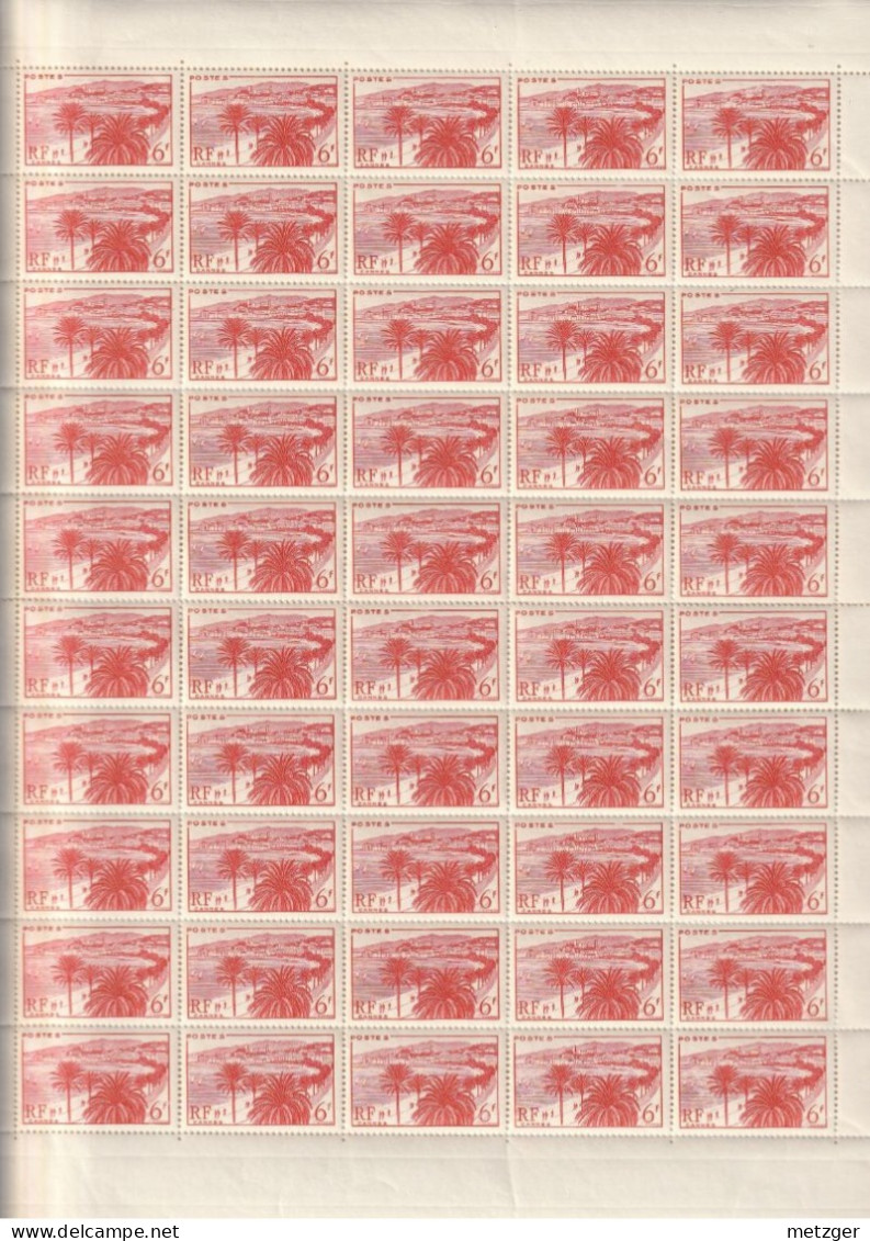 Feuille Complète De 50 Timbres Du N° 777 La Croisette à Cannes - Feuilles Complètes