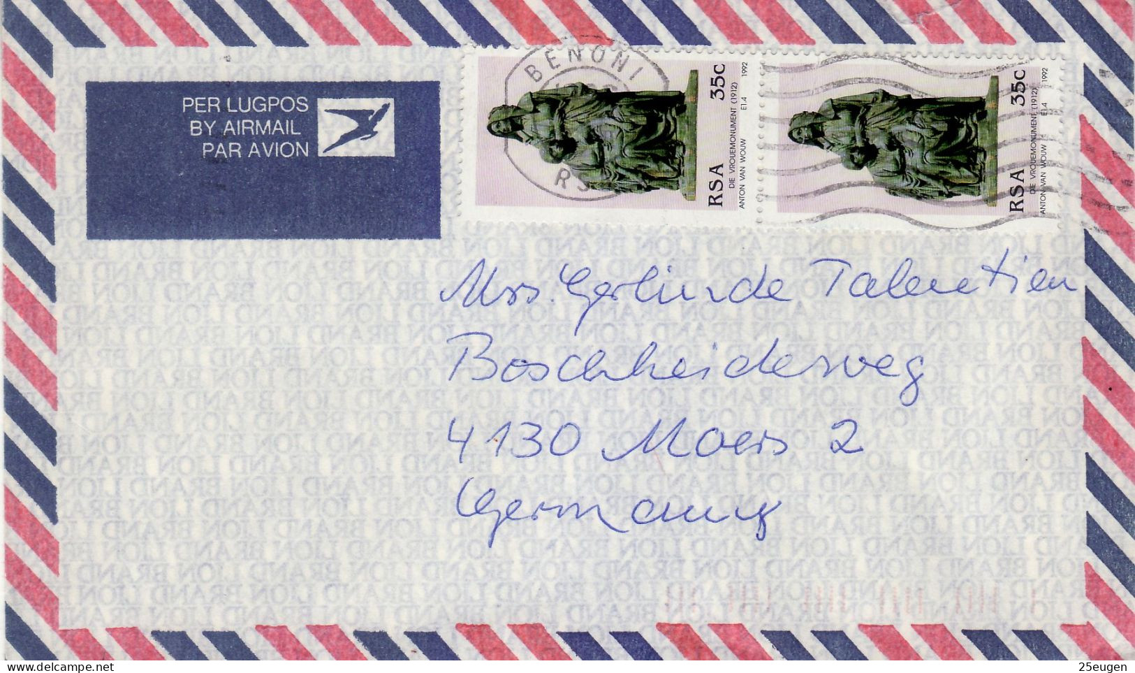 SOUTH AFRICA 1993  AIRMAIL  LETTER SENT TO JARPLUND - Covers & Documents