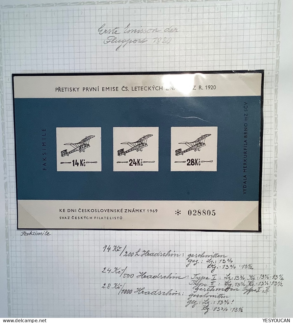 Czechoslovakia Air Post Stamps 1920 Superb Specialised Collection Of Surcharge Proofs, 31 All Genuine  (essay Flugpost - Poste Aérienne