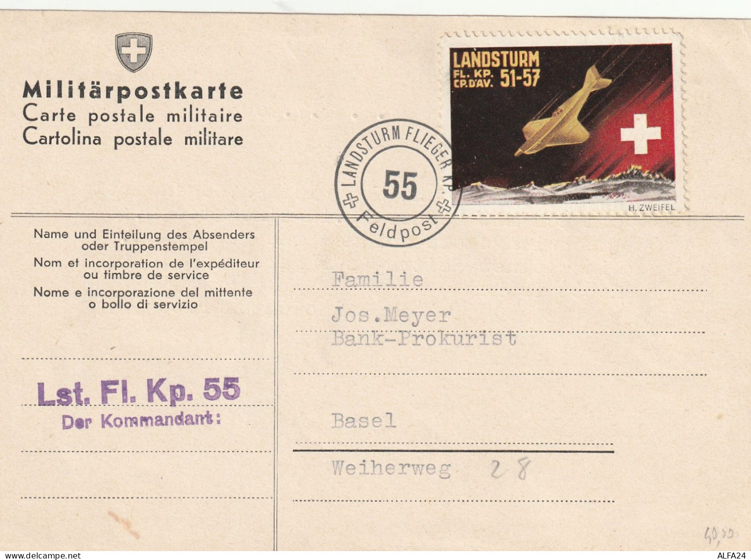 CARTOLINA 1940 SVIZZERA FELDPOST (ZP27 - Franchise