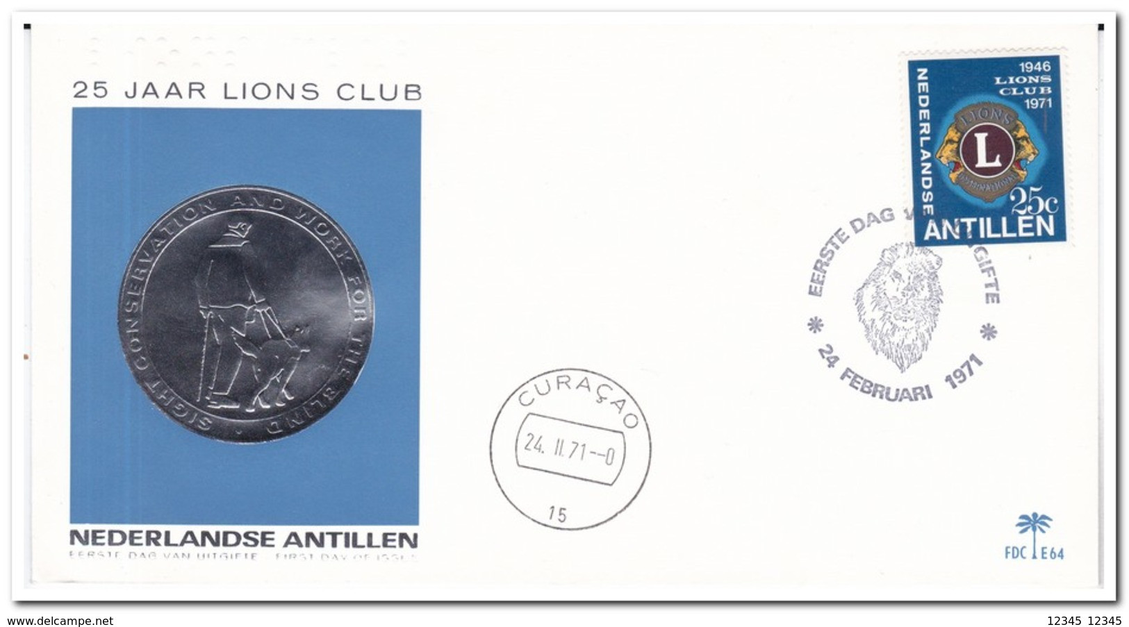 Antillen 1971, FDC E64, 25 Years Of Lions Club - Antilles