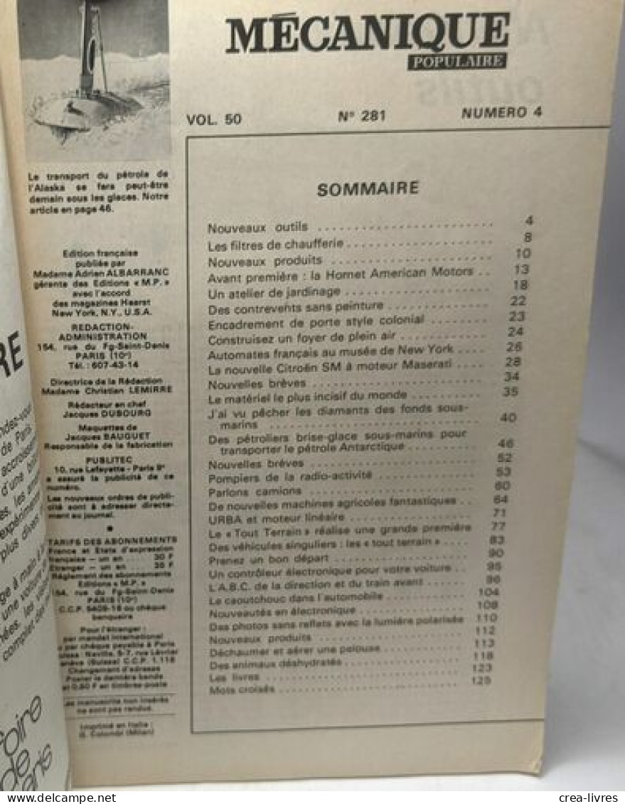 Mécanique Populaire - N°280 Vol. 50 N°3 - Habillez Votre Voiture + N°281 Vol. 50 N°4- Un Pétrolier Sous-marin Brise-glac - Sciences