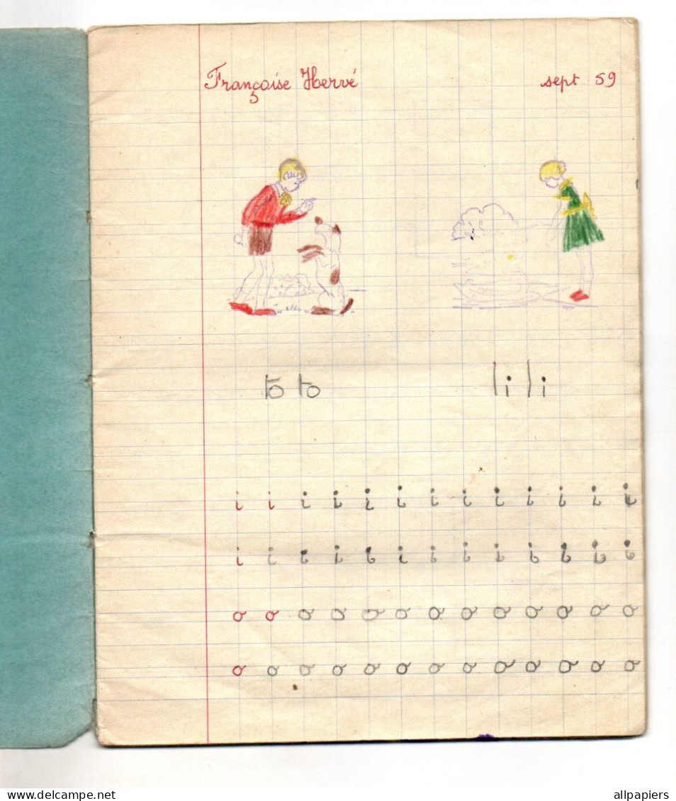 Cahier Couverture Voilier Suffren Avec Exercices D'écritures Et Dessins De Septembre 1959 - 6-12 Ans