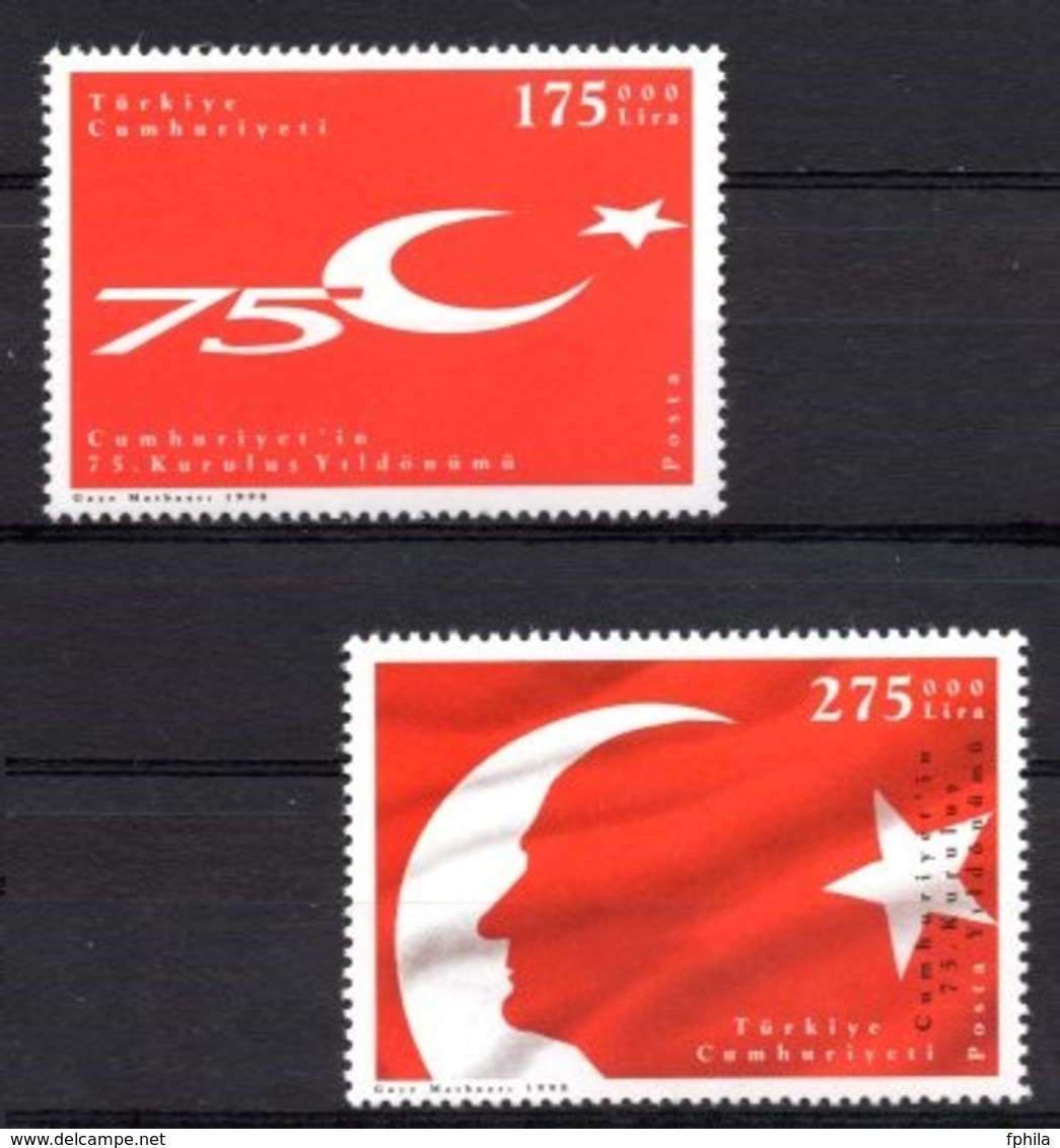 1998 TURKEY THE 75TH ANNIVERSARY OF THE FOUNDATION OF TURKISH REPUBLIC MNH ** - Neufs