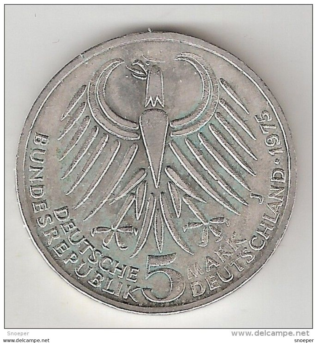 Germany 5 Mark 1975 J   Km 141    Unc - Essais & Refrappes