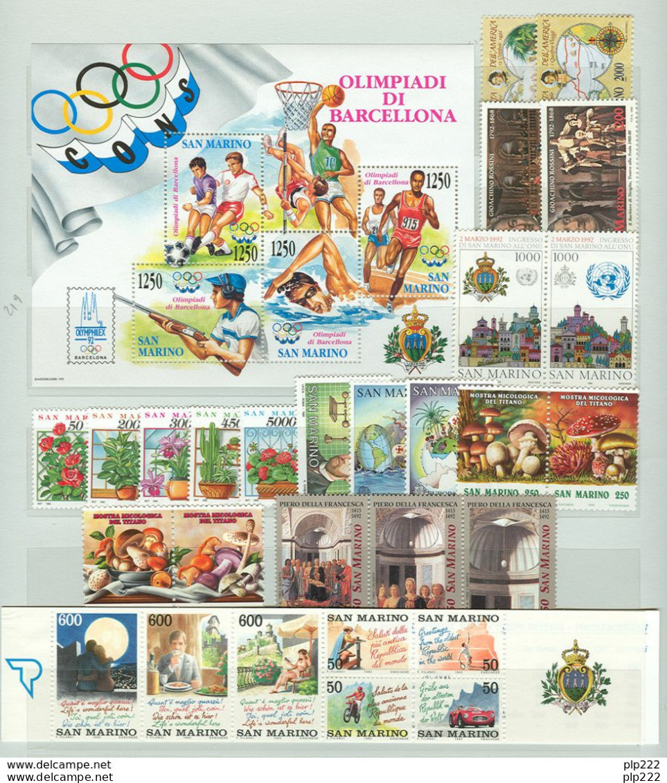 San Marino 1992 Annata Completa/Complete Year MNH/** - Années Complètes