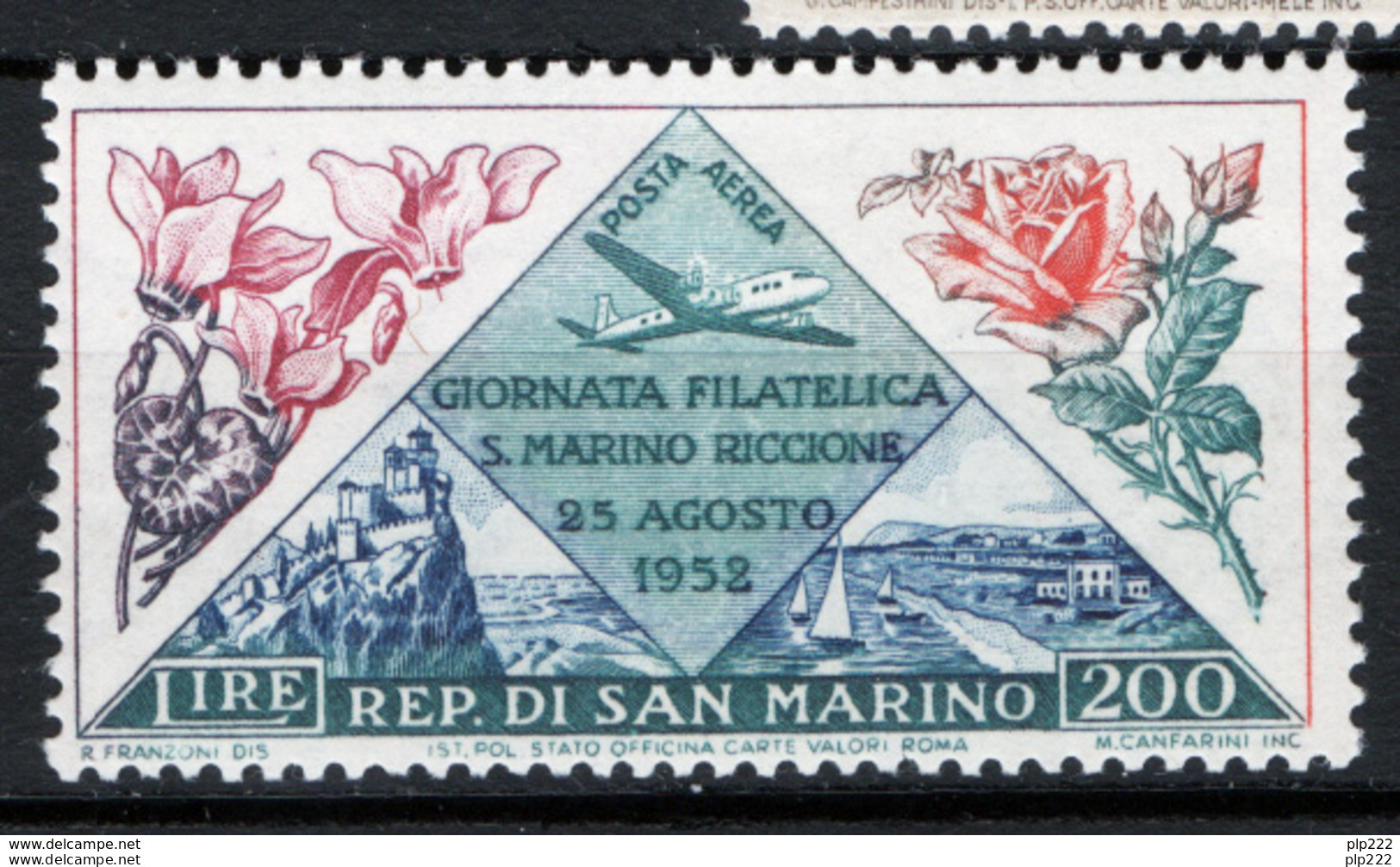 San Marino 1952 Sass.A108 **/MNH VF - Poste Aérienne