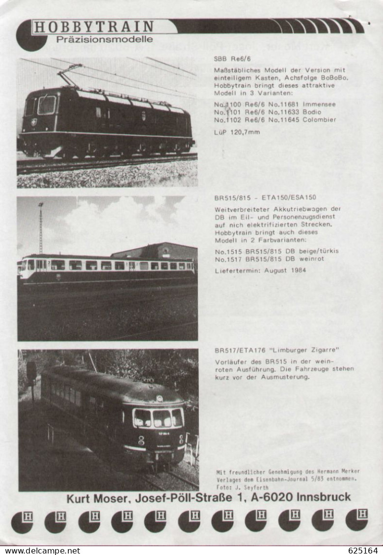 Catalogue HOBBYTRAIN 1987 KATO Exportmodelle Spur N 1:160 - German