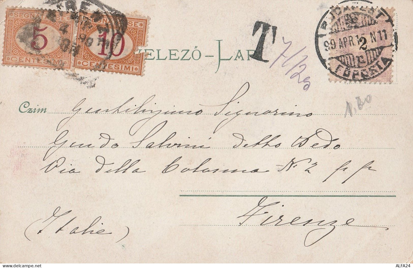 CARTOLINA BUDAPEST 1915 CON SEGNATASSE ITALIA 10 (SCIUPATO) + 5 (ZP1500 - Segnatasse