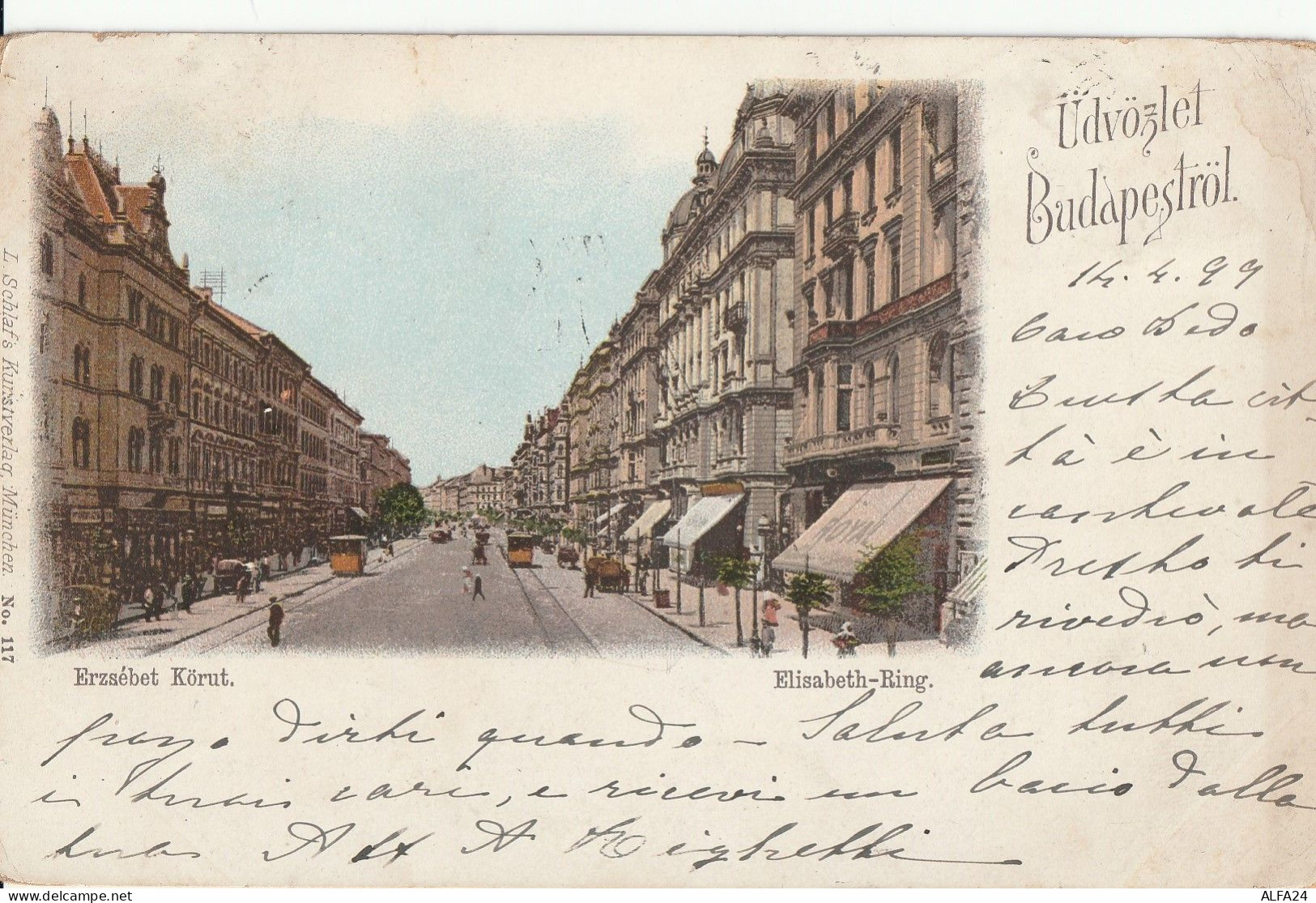 CARTOLINA BUDAPEST 1915 CON SEGNATASSE ITALIA 10 (SCIUPATO) + 5 (ZP1500 - Postage Due