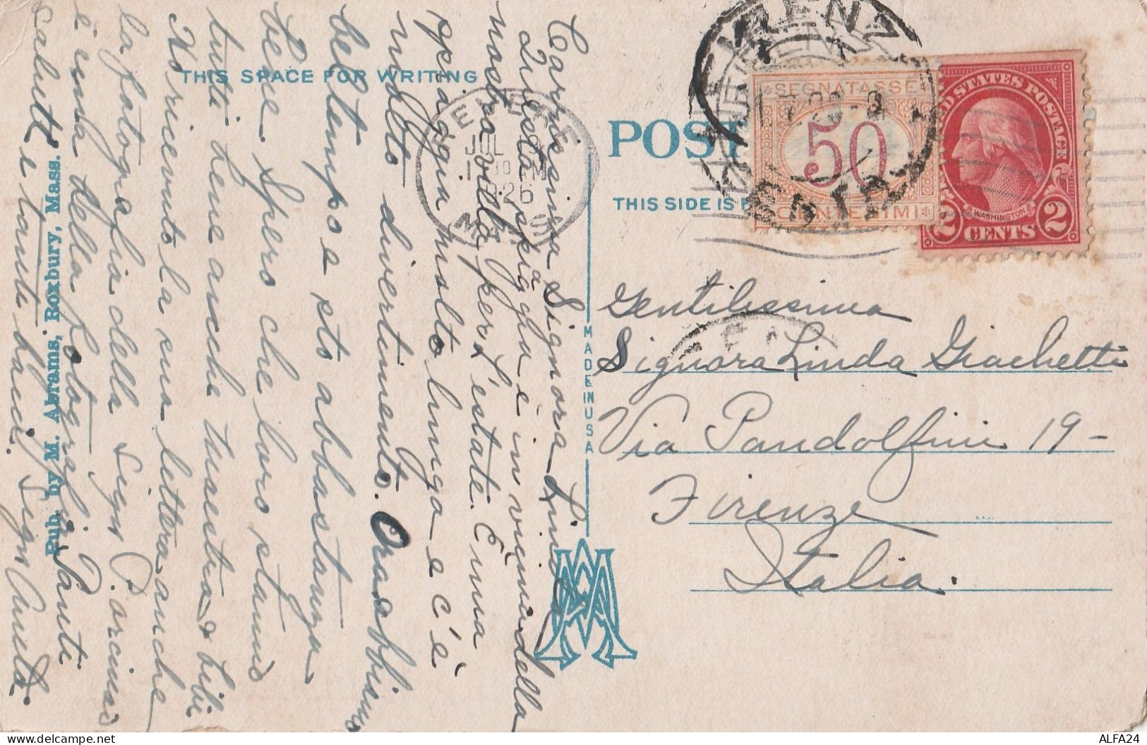 CARTOLINA 1926 DA STATI UNITI SEGNATASSE ITALIA 50 C. (ZP1482 - Postage Due