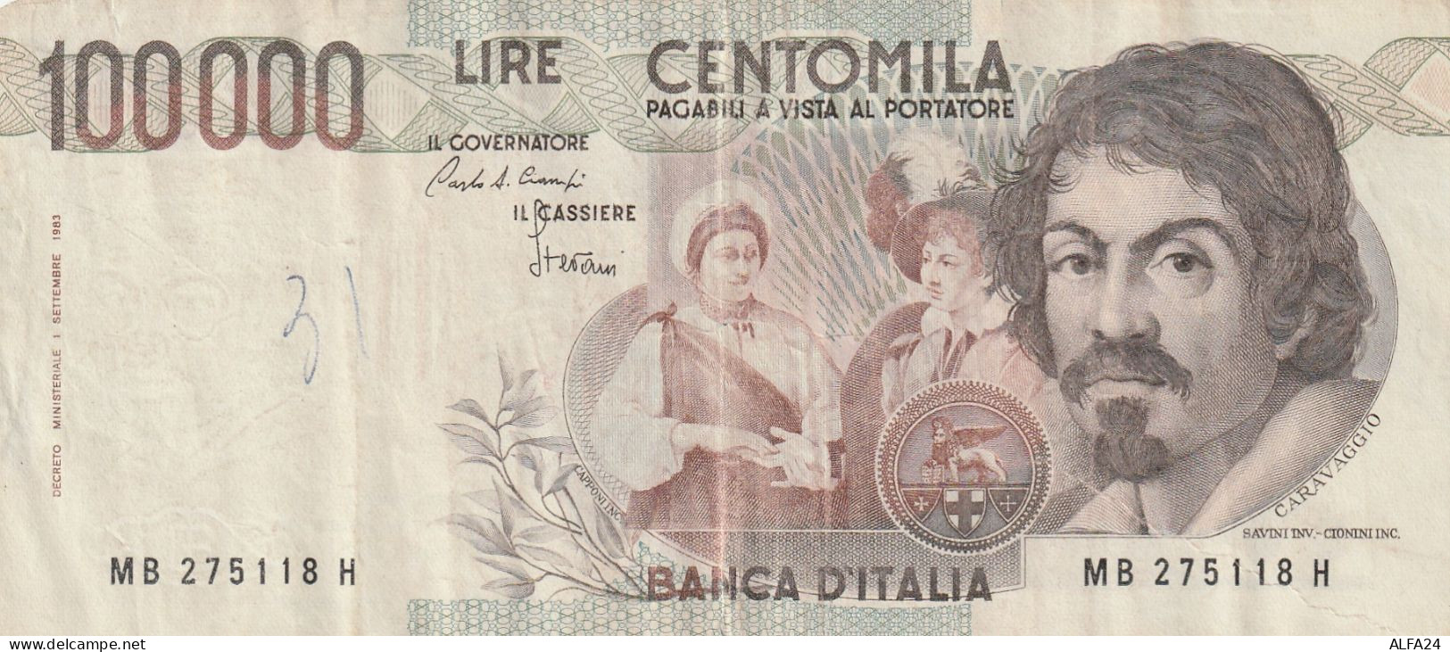 BANCONOTA ITALIA LIRE 100000 CARAVAGGIO EF (ZP918 - 100000 Lire