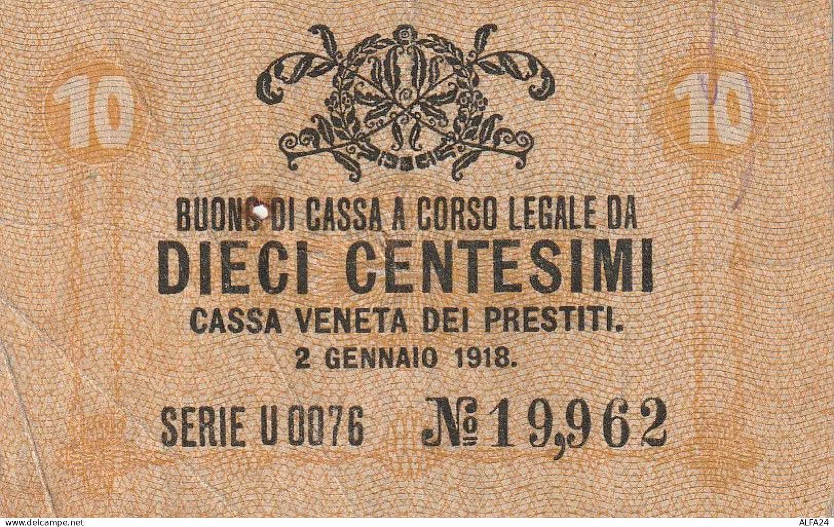 BUONO CASSA 10 CENT 1918 CASSA VENETA VF (ZP870 - Buoni Di Cassa