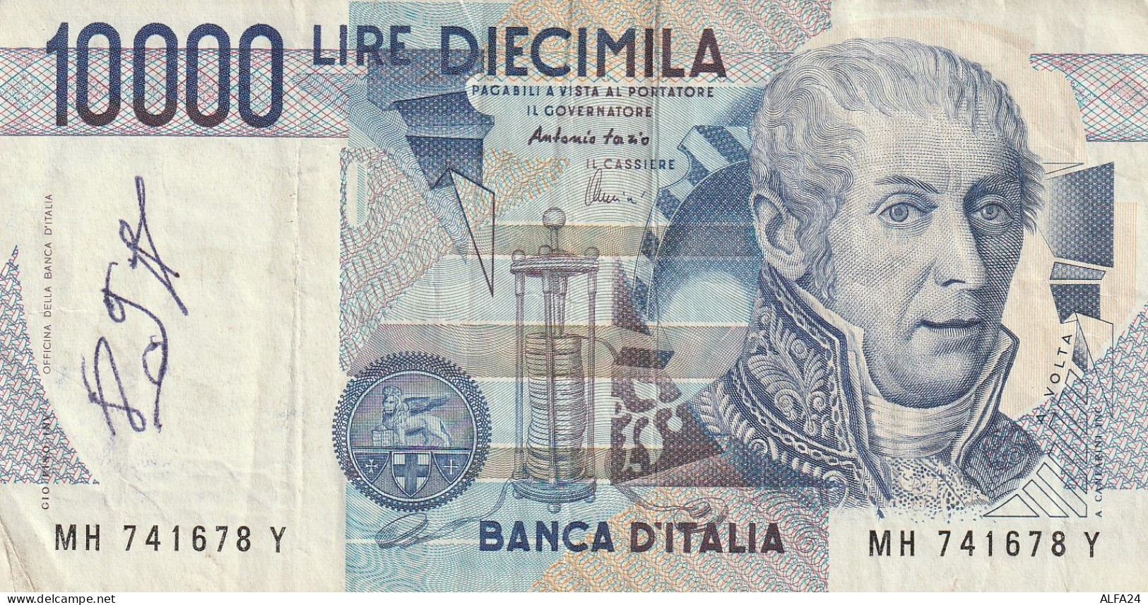 BANCONOTA ITALIA LIRE 10000 VOLTA  VF (ZP934 - 10000 Lire