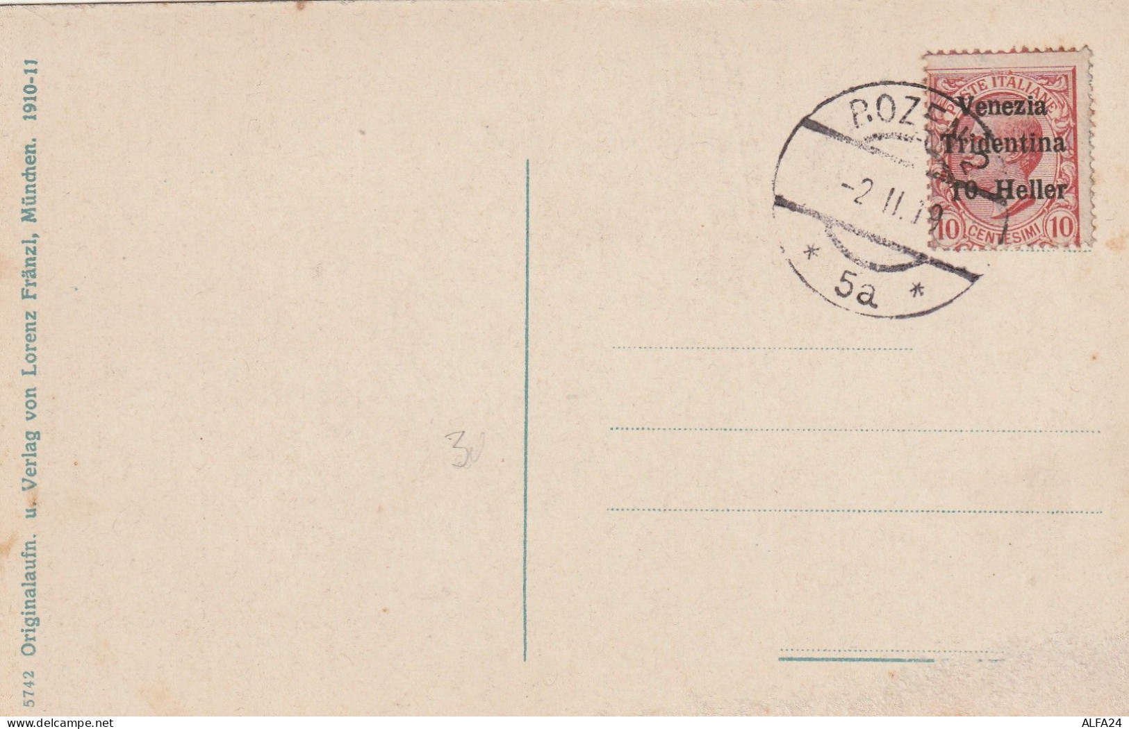 CARTOLINA 1919 10 C. VENEZIA TRIDENTINA 10 HELLER TIMBRO BOZEN (ZP3574 - Occupazione Austriaca