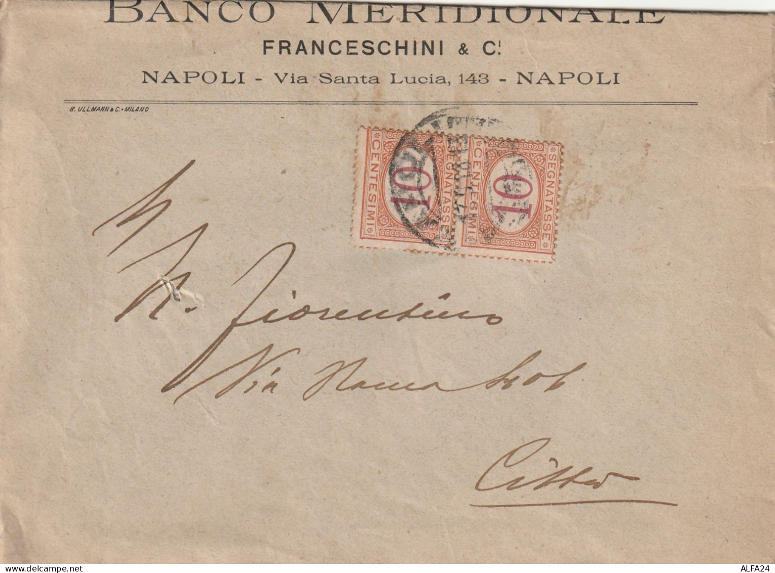 LETTERA PRIMI 900 BANCO MERIDIONALE 2X10 SEGNATASSE (ZP3294 - Taxe