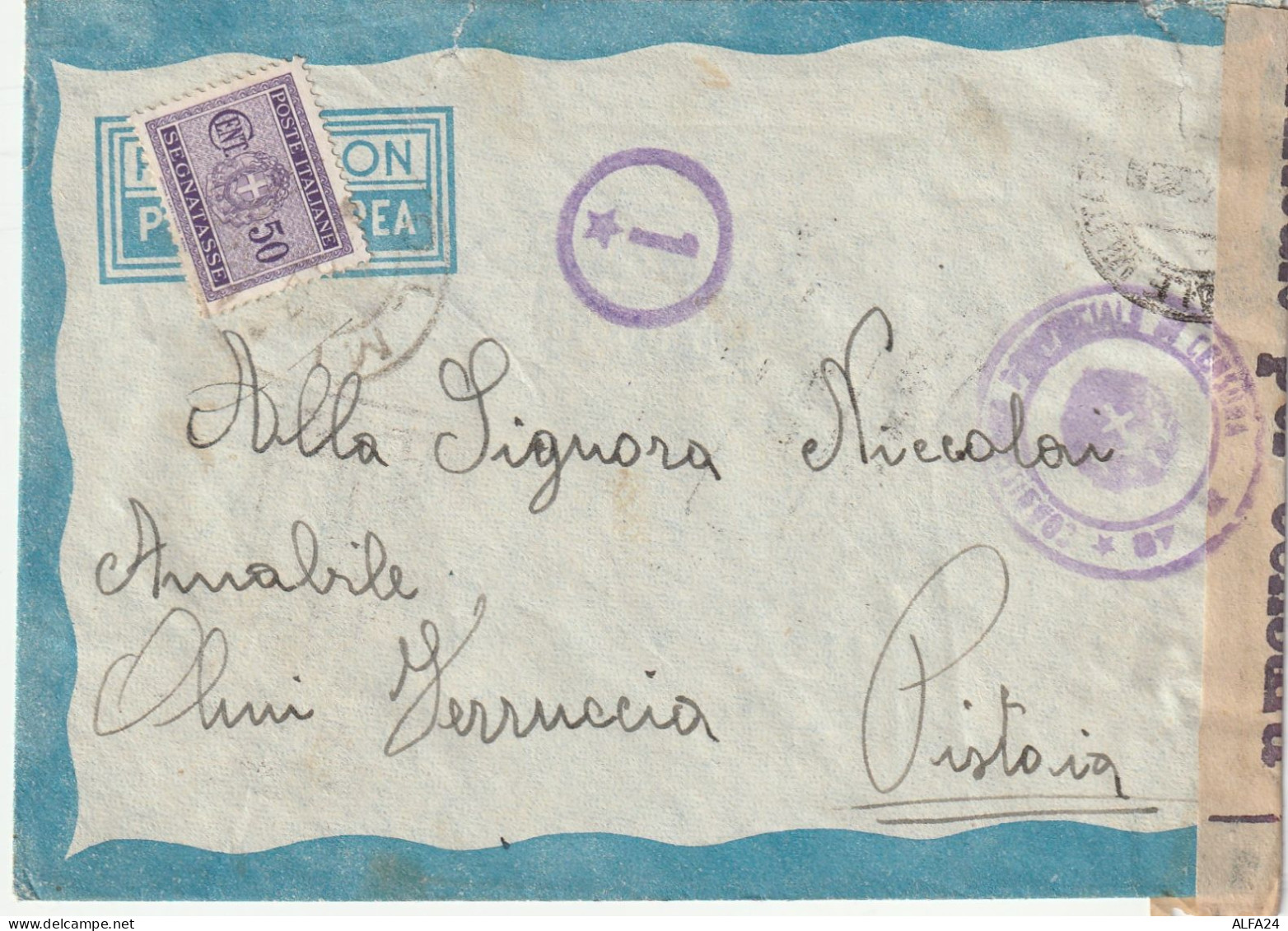 LETTERA 1943 PM 99 SEGNATASSE C.50 (ZP2927 - Portomarken