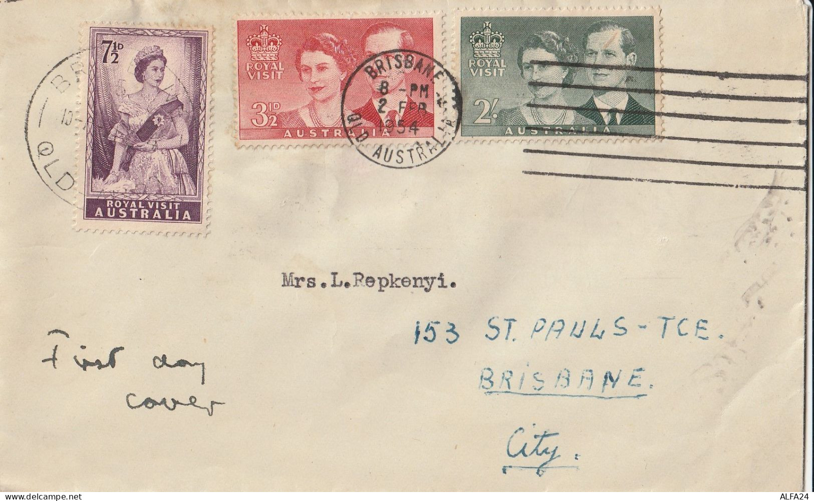 FDC LETTERA AUSTRALIA 1954 1,5+3,5+2 ROYAL VISIT (ZP2889 - Briefe U. Dokumente