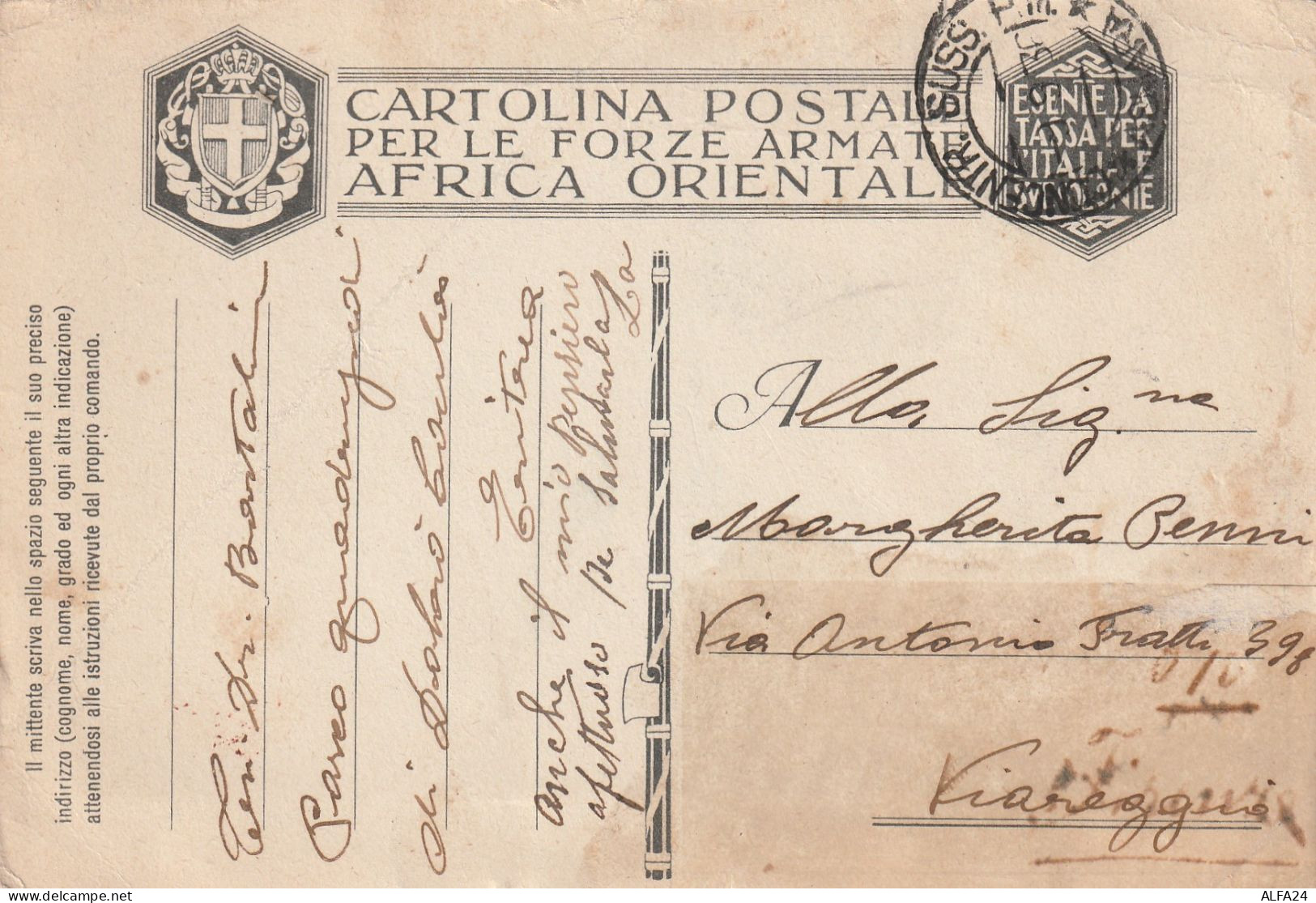 FRANCHIGIA AFRICA ORIENTALE 1936  (ZP2483 - Italian Eastern Africa