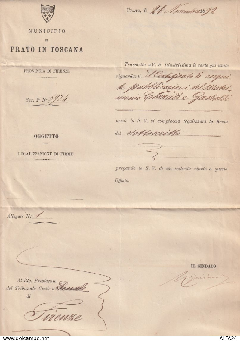 LETTERA 1892 SEGNATASSE 2X5+30 TIMBRO PRATO IN TOSCANA FIRENZE (ZP2671 - Segnatasse